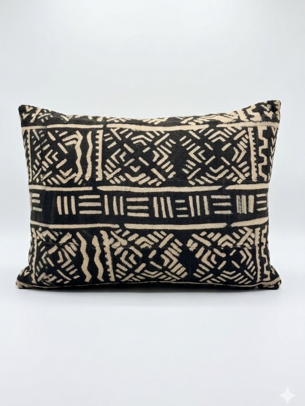ST. FRANK Noir Figures Kuba Cloth Lumbar Pillow 12x16 Black Cream Neutral LUXE